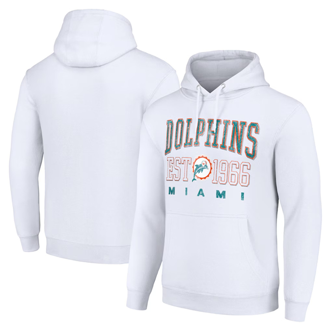 Men's White Miami Dolphins Throwback Logo Pullover Hoodie